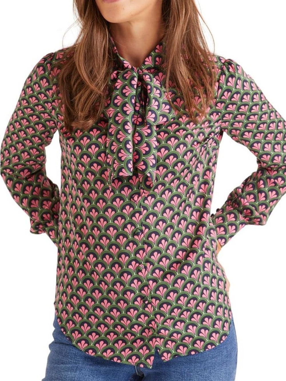 NWOT Boden Thelma Tie Neck Blouse
